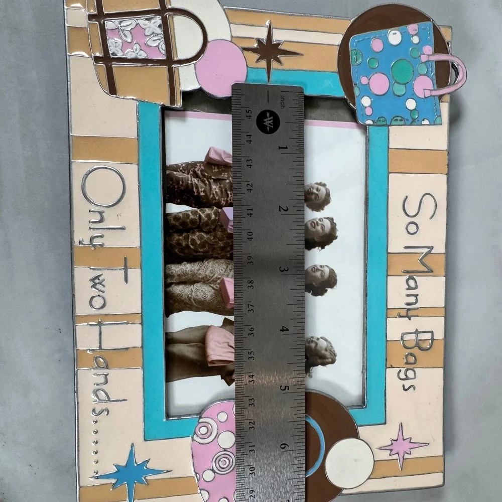 SixTrees Enameled Photo Frame So Many Bags Only Two‎ Hands Shopping Novelty 6x4